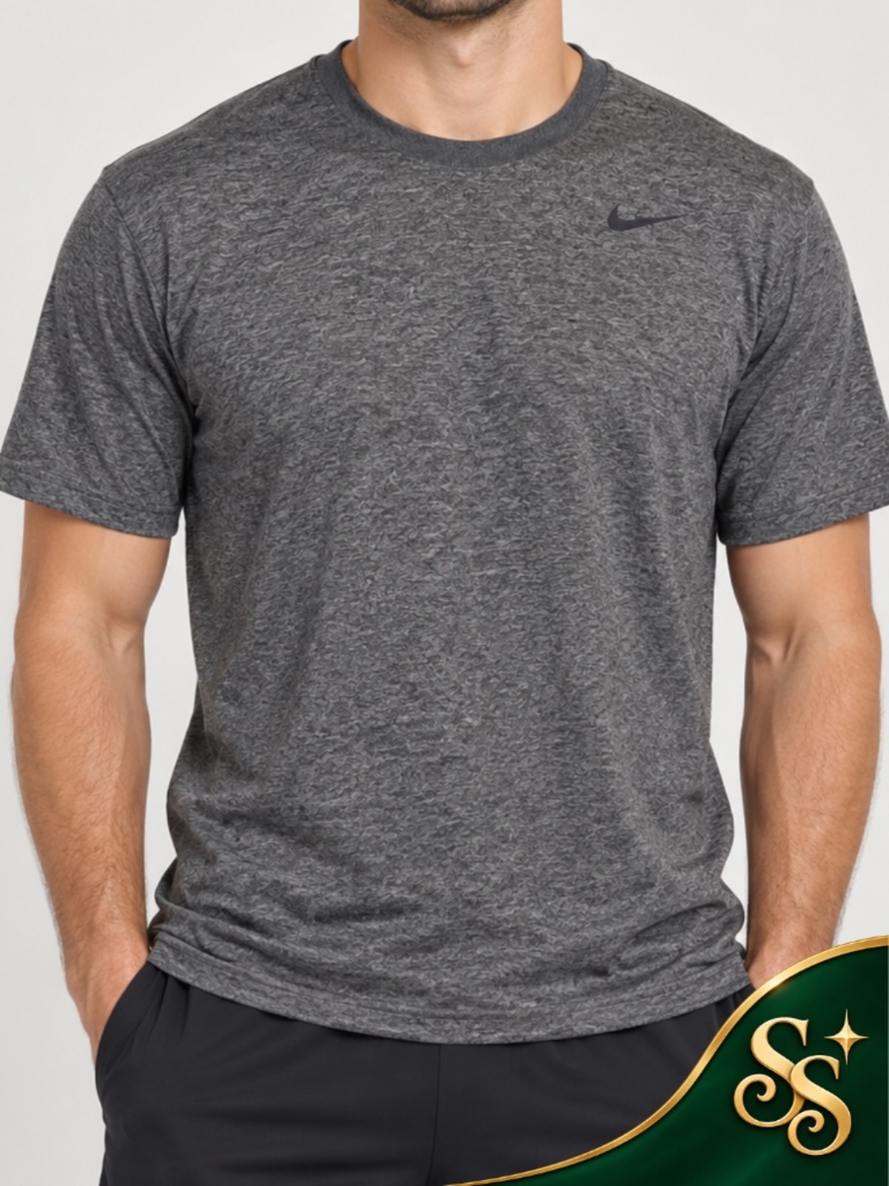 Nike Men’s Dri-FIT T-Shirt Gray Heather Athletic Training Tee